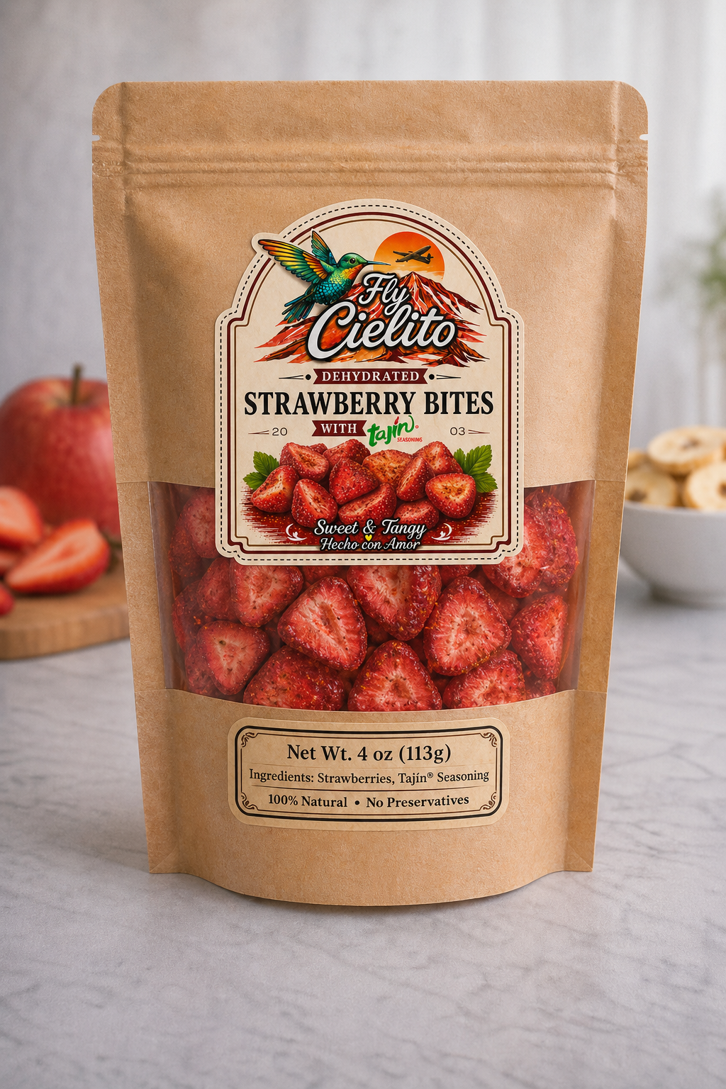 Dehydrated Strawberry Bites w/Tajin